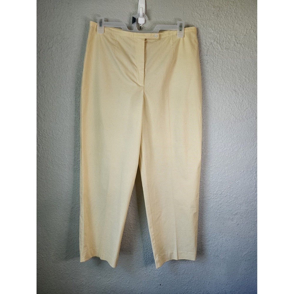 Vintage Y2K Talbots Stretch Gingham Cropped Pants Size 16 Yellow White